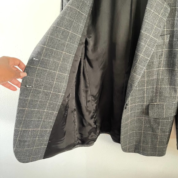 Zara Glen Plaid Double Button Black Grey Womens Blazer Size Large - Picture 5 of 8